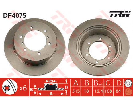 Brake Disc DF4075 TRW