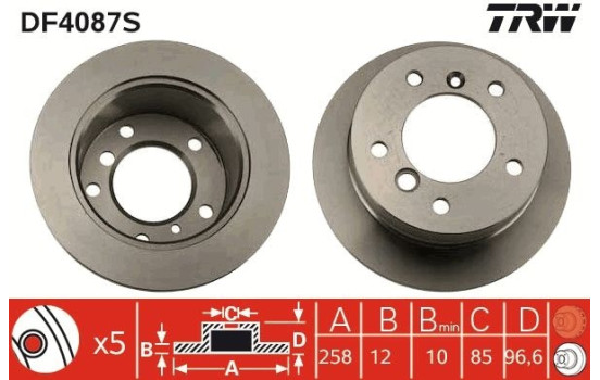 Brake Disc DF4087S TRW, Image 2