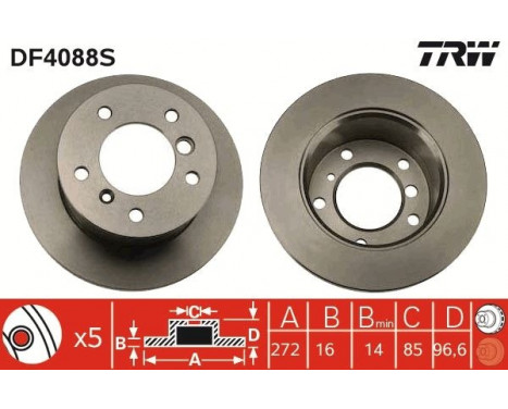 Brake Disc DF4088S TRW, Image 2