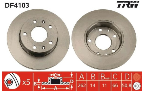 Brake Disc DF4103 TRW, Image 2