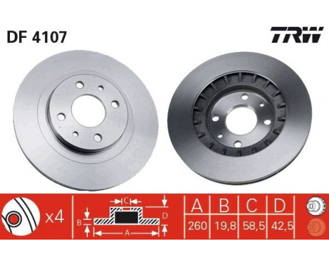 Brake Disc DF4107 TRW, Image 2