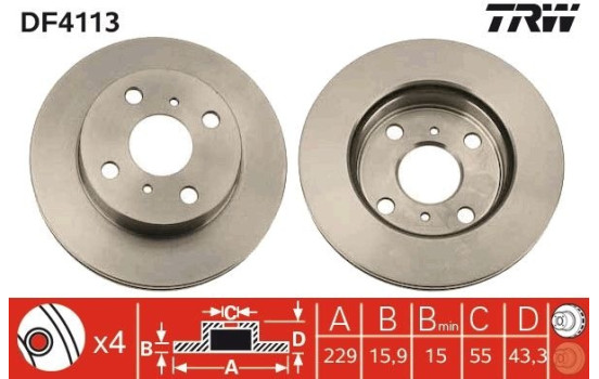Brake Disc DF4113 TRW, Image 2