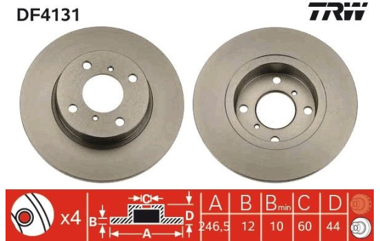 Brake Disc DF4131 TRW, Image 2
