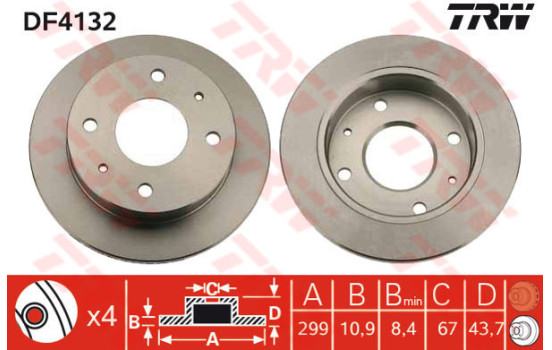 Brake Disc DF4132 TRW