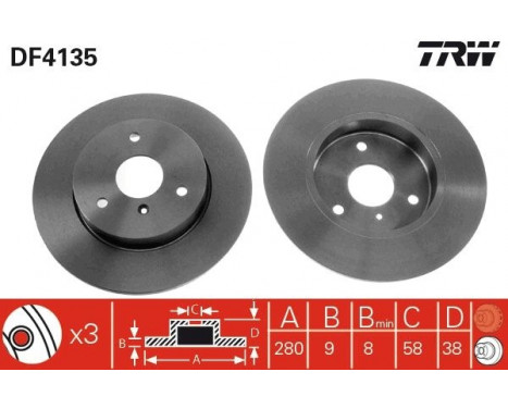 Brake Disc DF4135 TRW, Image 2