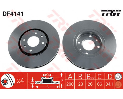 Brake Disc DF4141 TRW