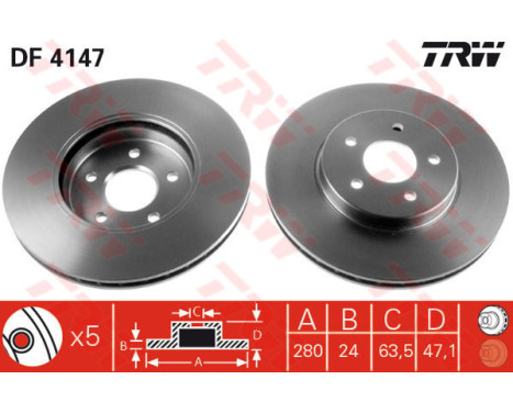 Brake Disc DF4147 TRW, Image 3
