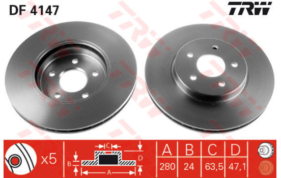 Brake Disc DF4147 TRW, Image 3