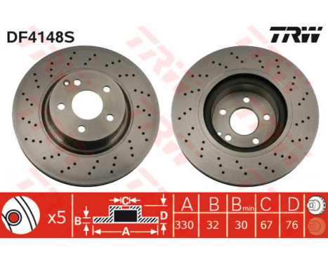 Brake Disc DF4148S TRW