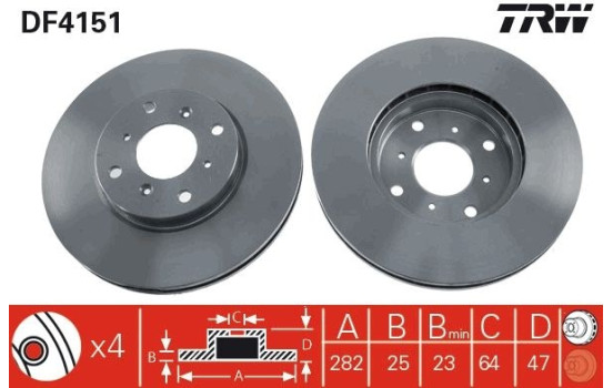 Brake Disc DF4151 TRW, Image 2