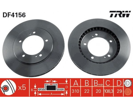 Brake Disc DF4156 TRW, Image 2