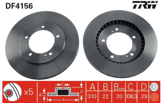Brake Disc DF4156 TRW, Image 2