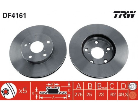 Brake Disc DF4161 TRW, Image 3