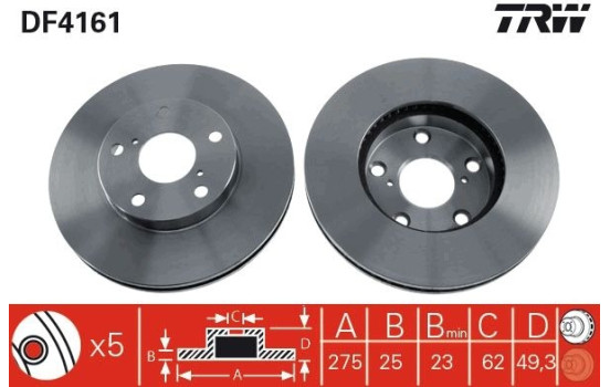 Brake Disc DF4161 TRW, Image 3