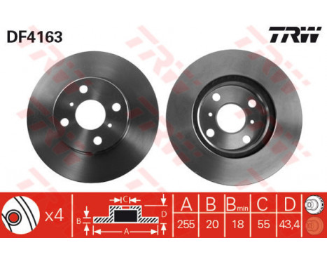 Brake Disc DF4163 TRW