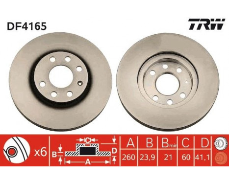 Brake Disc DF4165 TRW, Image 2