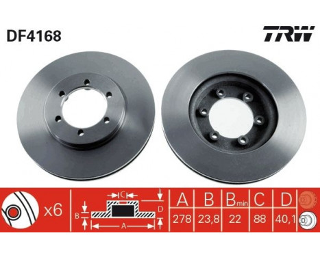 Brake Disc DF4168 TRW, Image 2