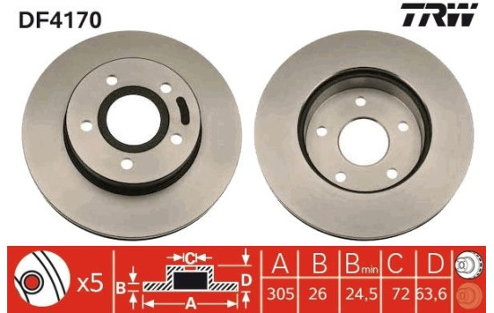 Brake Disc DF4170 TRW, Image 2