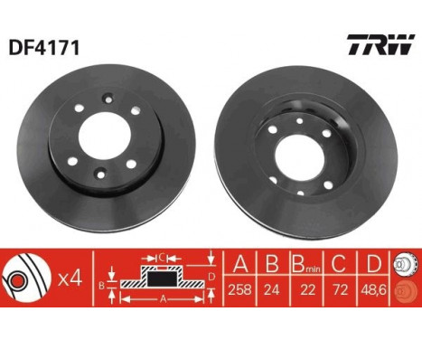 Brake Disc DF4171 TRW, Image 2