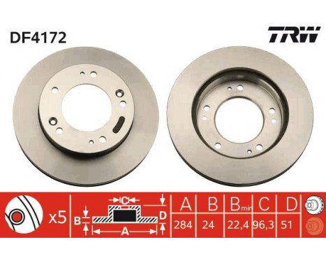 Brake Disc DF4172 TRW, Image 2