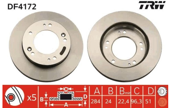 Brake Disc DF4172 TRW, Image 2