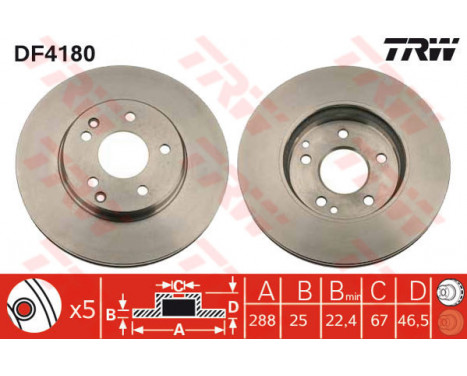 Brake Disc DF4180 TRW