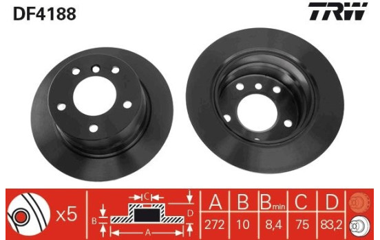 Brake Disc DF4188 TRW, Image 2
