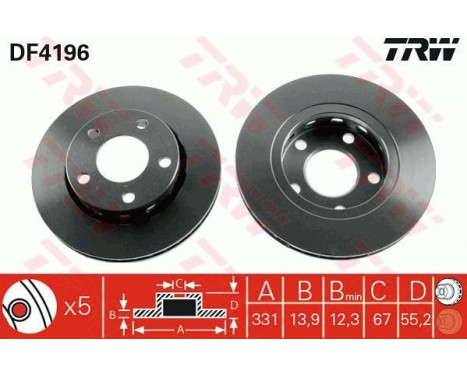 Brake Disc DF4196 TRW, Image 2