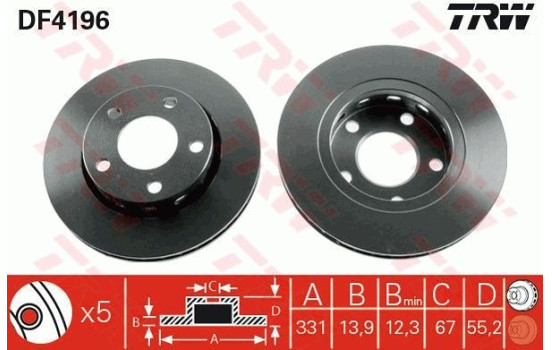 Brake Disc DF4196 TRW, Image 2