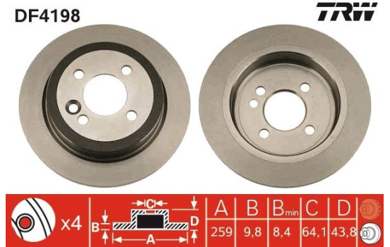 Brake Disc DF4198 TRW, Image 3
