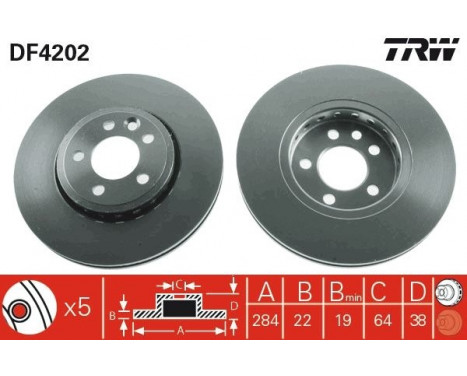 Brake Disc DF4202 TRW, Image 2