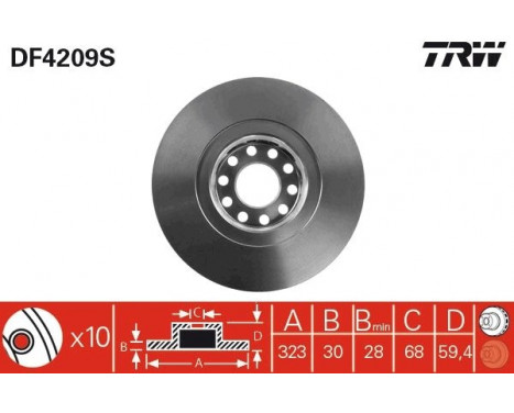 Brake Disc DF4209S TRW