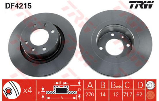 Brake Disc DF4215 TRW
