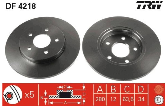 Brake Disc DF4218 TRW, Image 3