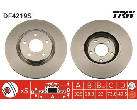 Brake Disc DF4219S TRW, Image 2