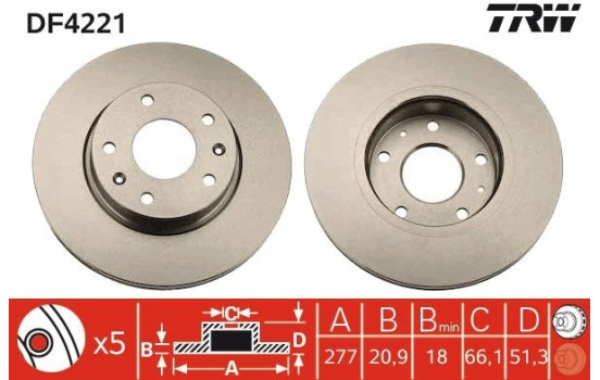 Brake Disc DF4221 TRW, Image 2