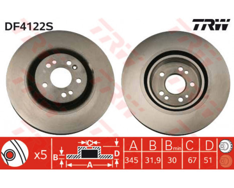 Brake Disc DF4222S TRW