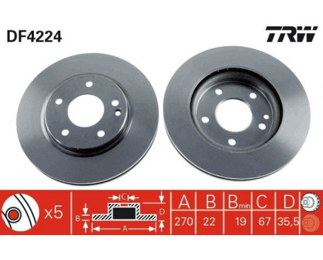 Brake Disc DF4224 TRW, Image 2