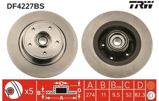 Brake Disc DF4227BS TRW