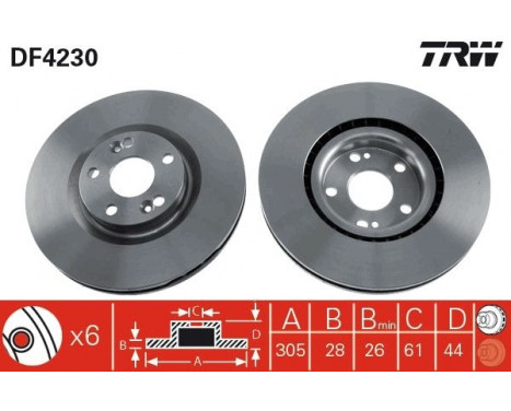 Brake Disc DF4230 TRW, Image 2