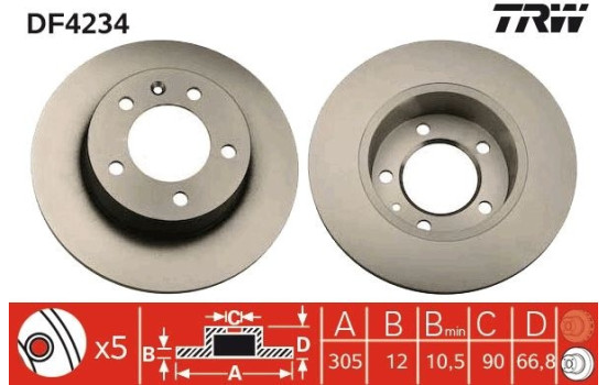 Brake Disc DF4234 TRW, Image 2