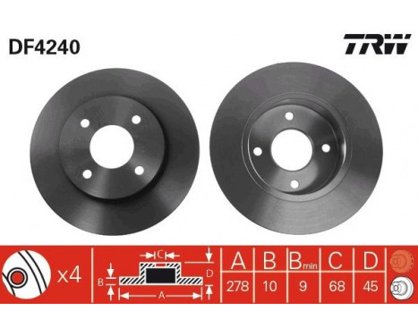 Brake Disc DF4240 TRW, Image 2