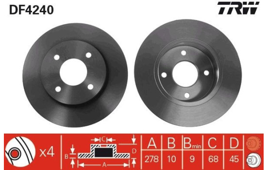 Brake Disc DF4240 TRW, Image 2