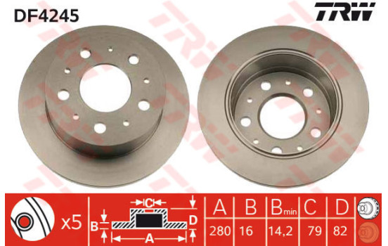 Brake Disc DF4245 TRW