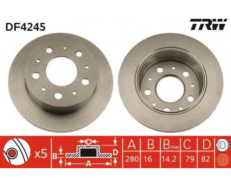 Brake Disc DF4245 TRW, Image 2