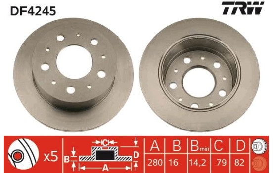 Brake Disc DF4245 TRW, Image 2