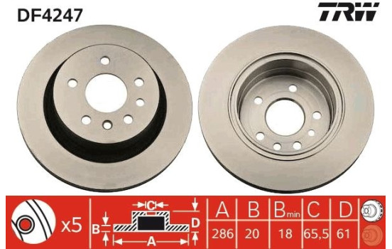 Brake Disc DF4247 TRW, Image 2