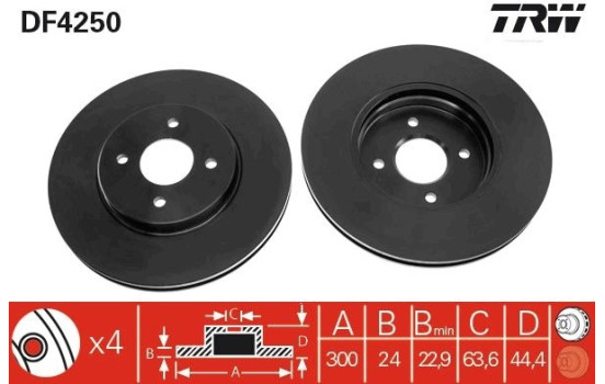 Brake Disc DF4250 TRW, Image 2