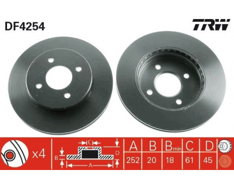 Brake Disc DF4254 TRW, Image 2