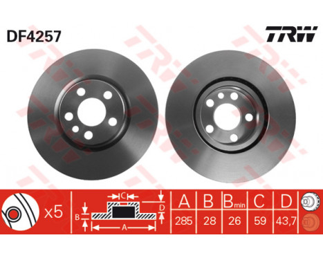 Brake Disc DF4257 TRW